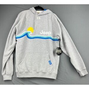 Jedco Jeep Hoodie Mens Large Gray Retro Wave Graphic Official Licensed NWT
